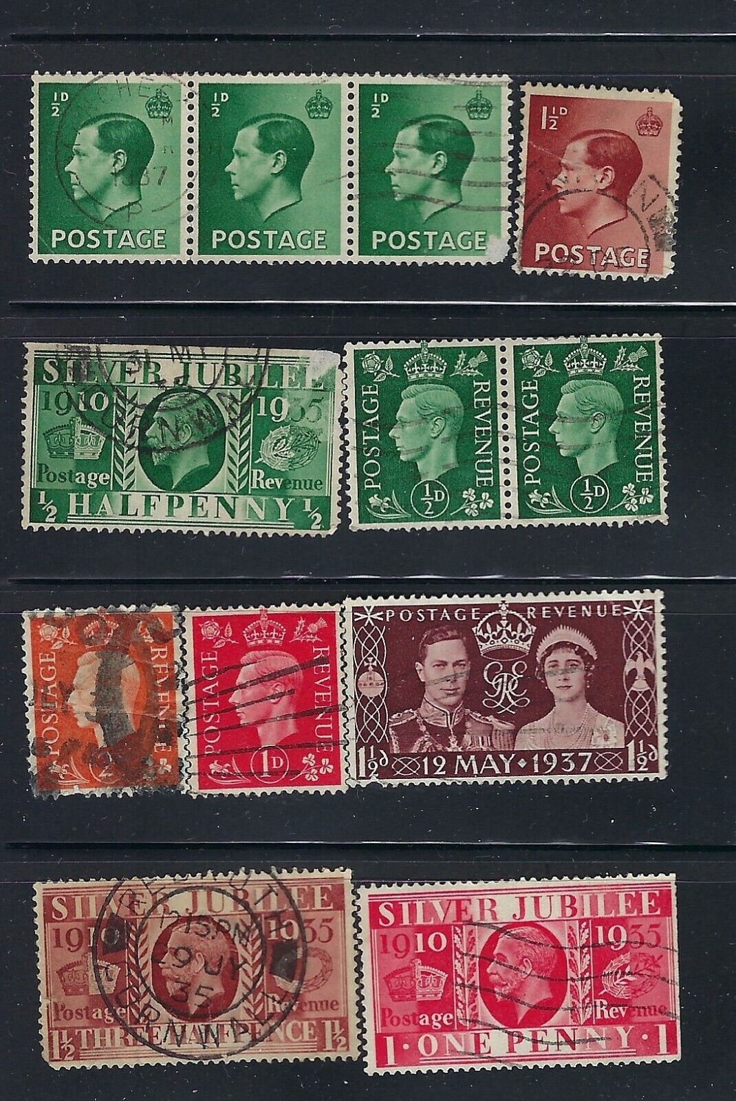 Great Britain: 1937 Small Lot Of Early Stamps Fine Used 22501