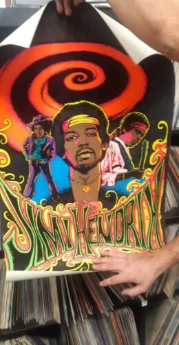 Original Vintage 1975 Jimi Hendrix Black Light Poster Lite Art 70s Psychedelic