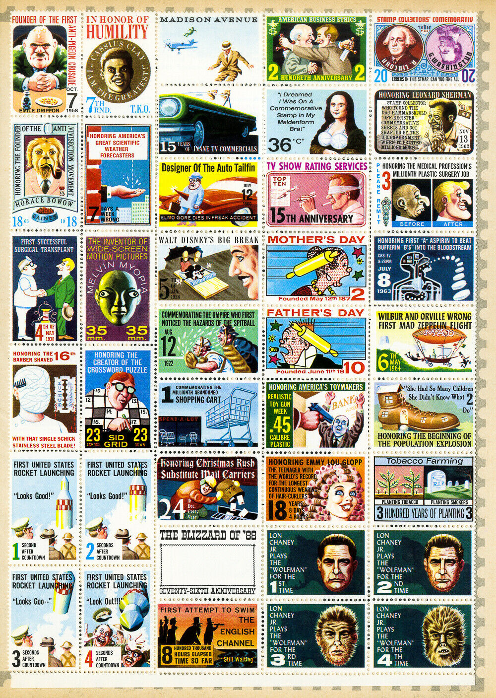 Mad Sheet Of 50 Comedy Stamps
