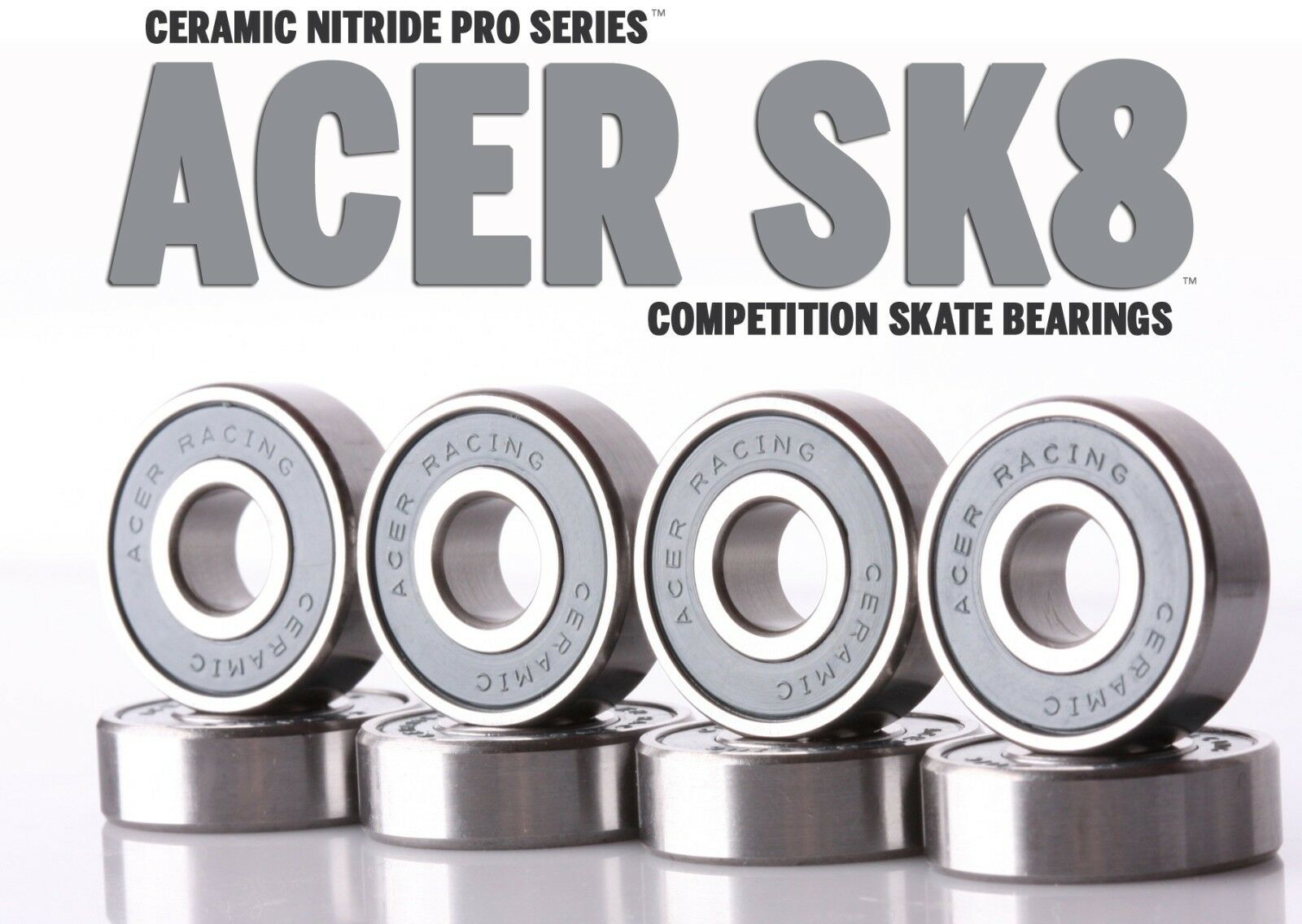 608 Ceramic Skate Bearings 8 Piece 8x22x7mm Si3n4  By Acer Racing
