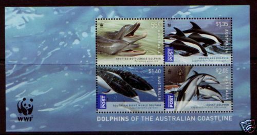 Australia 2009 Wwf Dolphins Miniature Sheet Mammals Animals Ms Mnh