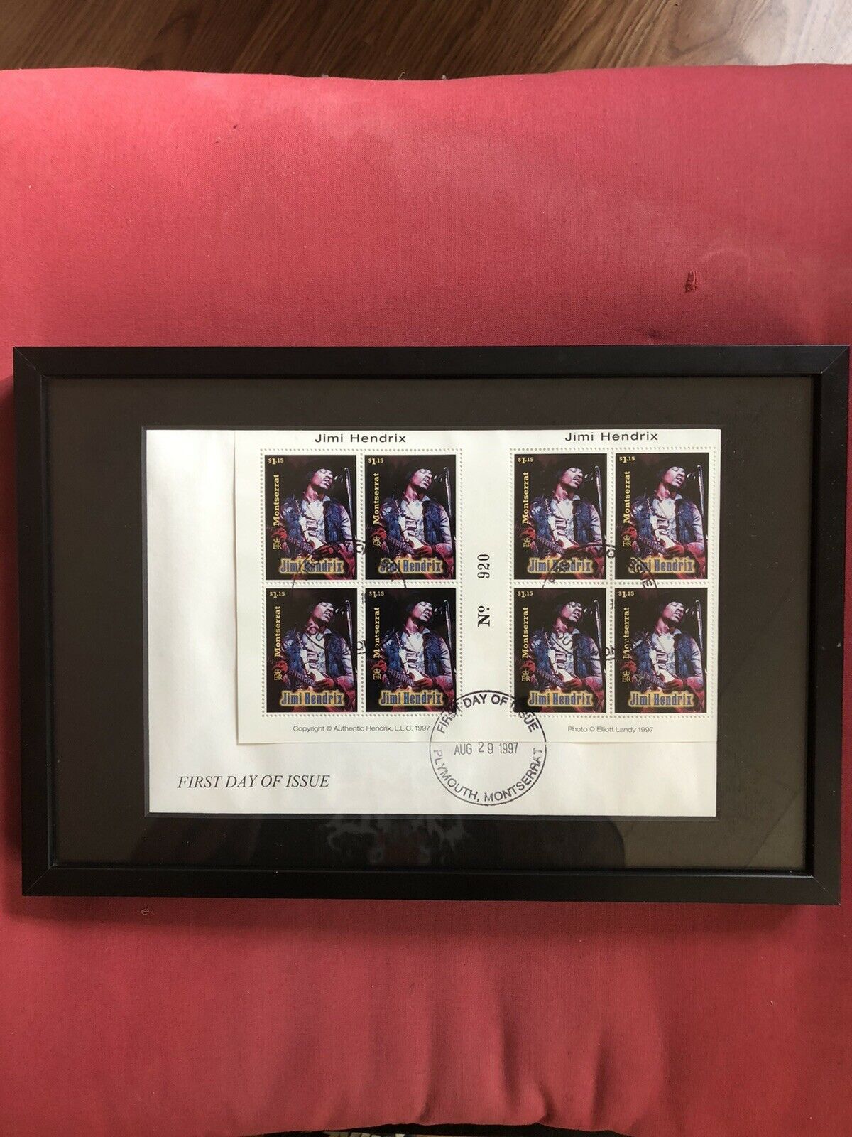 Jimi Hendrix Framed First Day Issue Montserrat Stamps