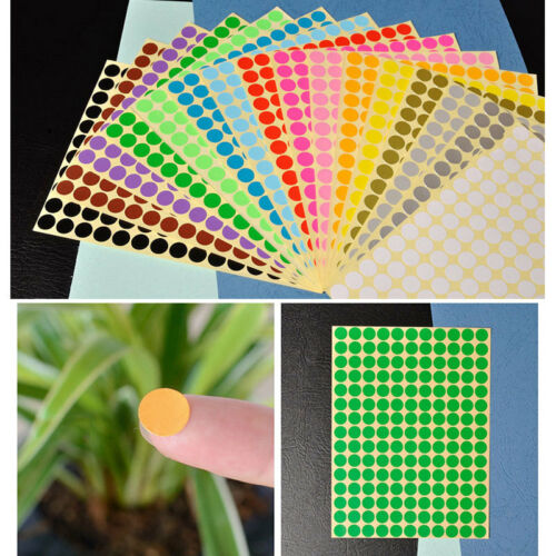10mm X 165 Round Dot Stickers Coloured Circles Circular Sticky Labels - 10 Color