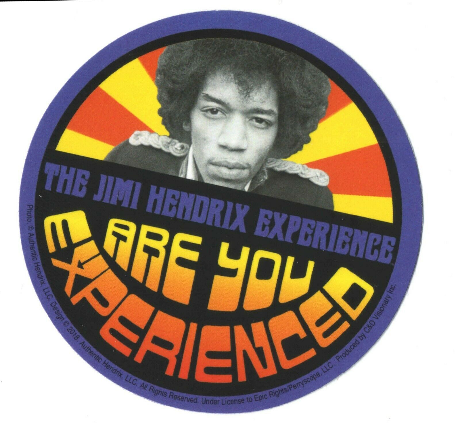 Jimi Hendrix Are You Experienced Peel & Stick Sticker 4" X 4"