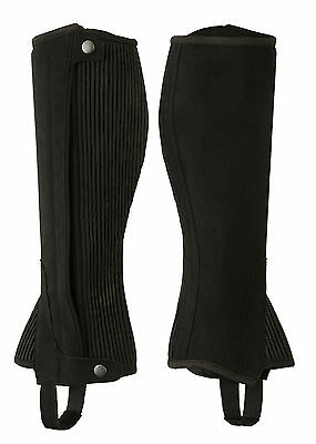 Adults/children Horse Riding Half Chaps Black Amara Synthetic Leather-all Sizes