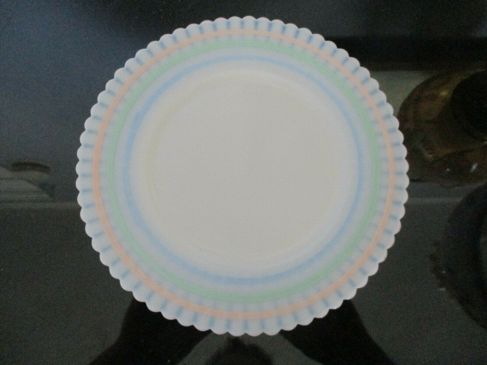 Htf Macbeth Evans Depression Glass Petalware Monax Pastel White Salad 8" Plate