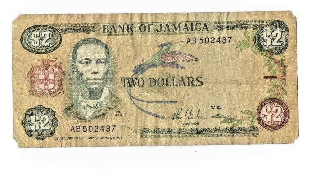 Vintage Bank Of Jamaica $2 Bank Note, Paul Bogle