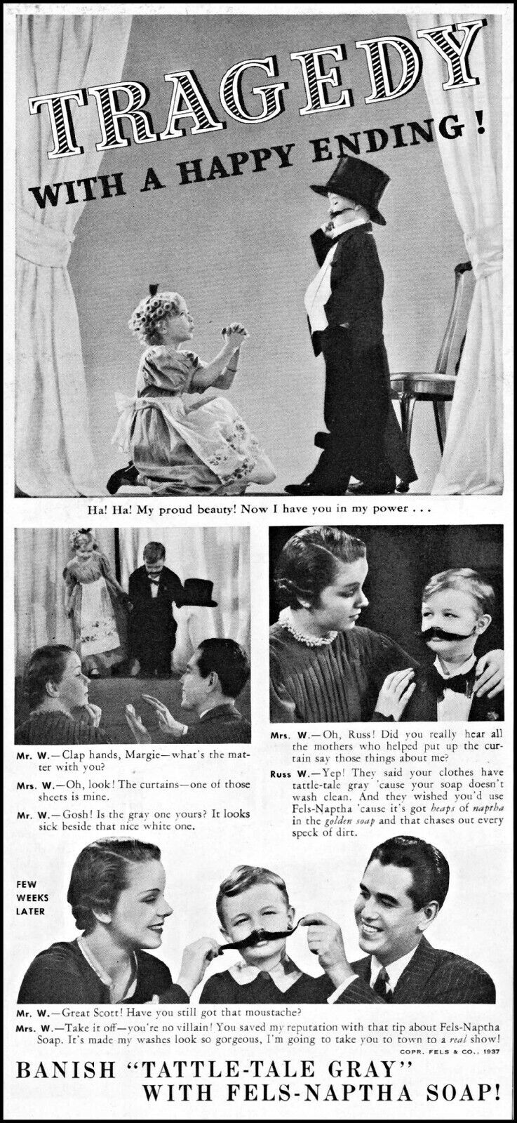 1937 Kids School Stage Play Fels-naptha Soap Vintage Photo Print Ad Ads55