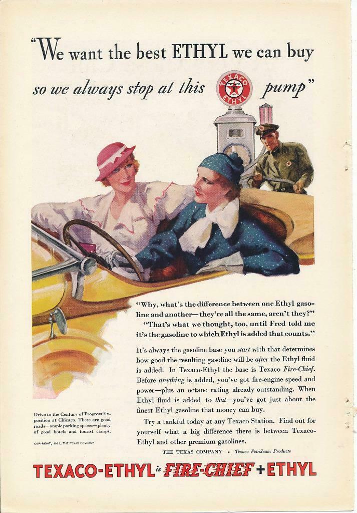 Magazine Ad - 1933 - Texaco - Ethyl
