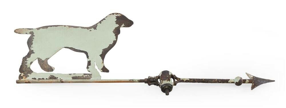 Vintage Rare Cast Iron Wrought Iron Dog Weathervane Rustic Painted