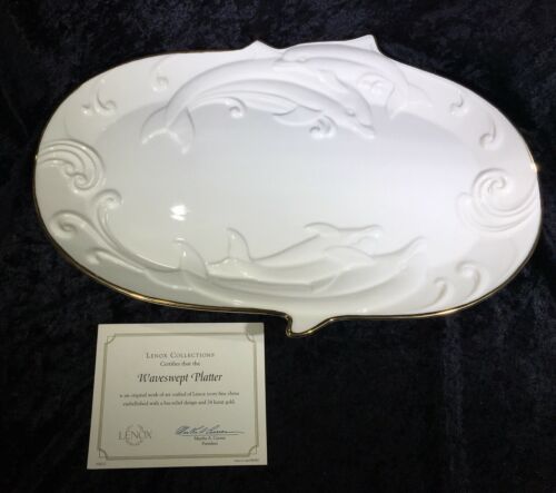 Lenox Rare Limited Edition Ivory China Dolphin "waveswept Platter" Nib With Coa
