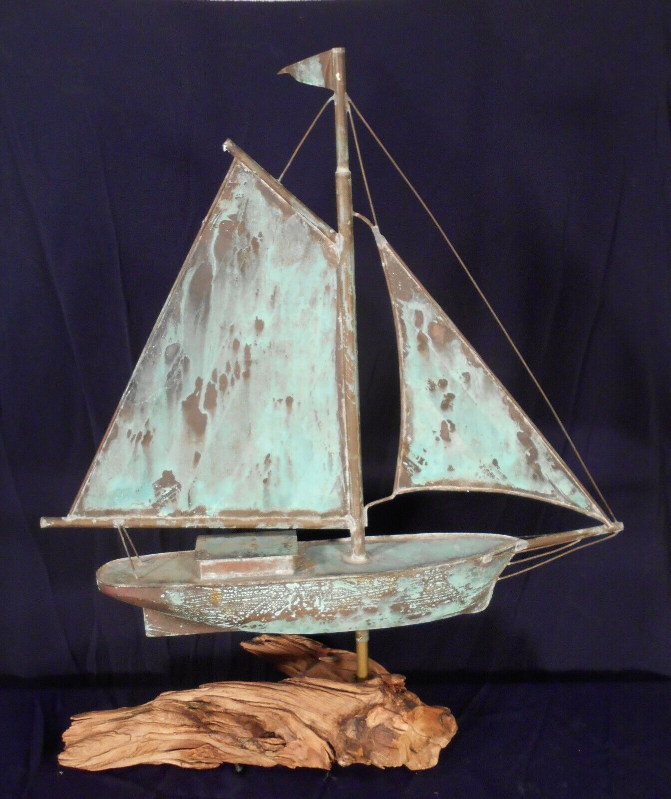 A Wonderful Early 20th Century Copper Sailboat Weathervane