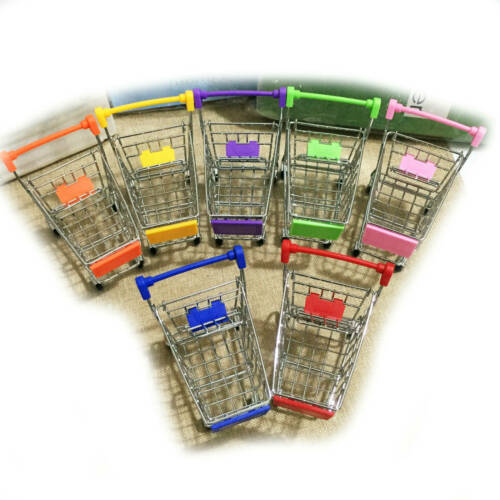 Dollhouse Stainless Steel Supermarket Shopping Cart Miniature Accessories