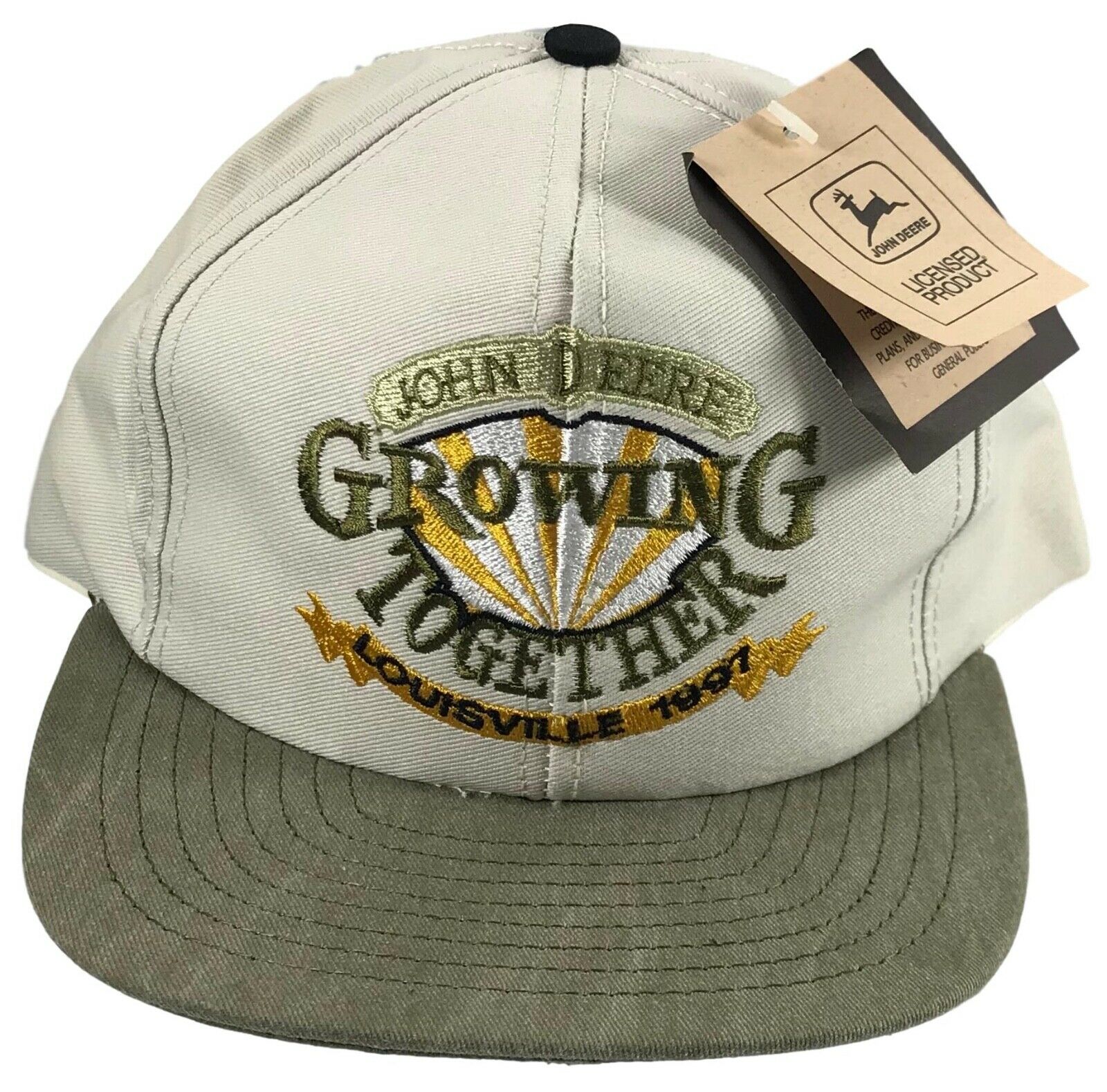 John Deere Men's Nos Growing Together Louisville 1997 Usa Khaki Snapback Hat Cap