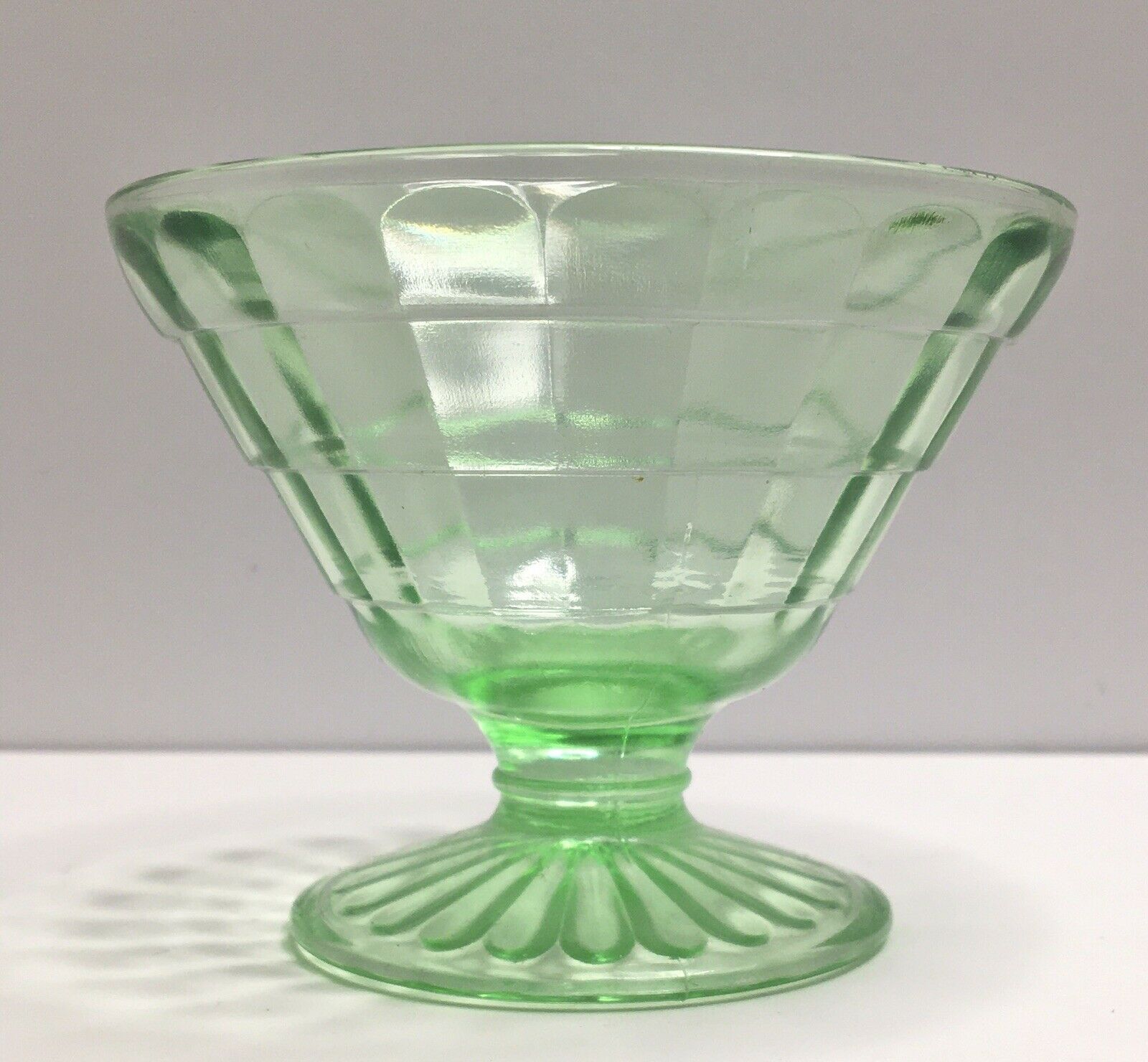 Vintage - Anchor Hocking - Green Depression Glass - Dessert Sherbet Block Optic