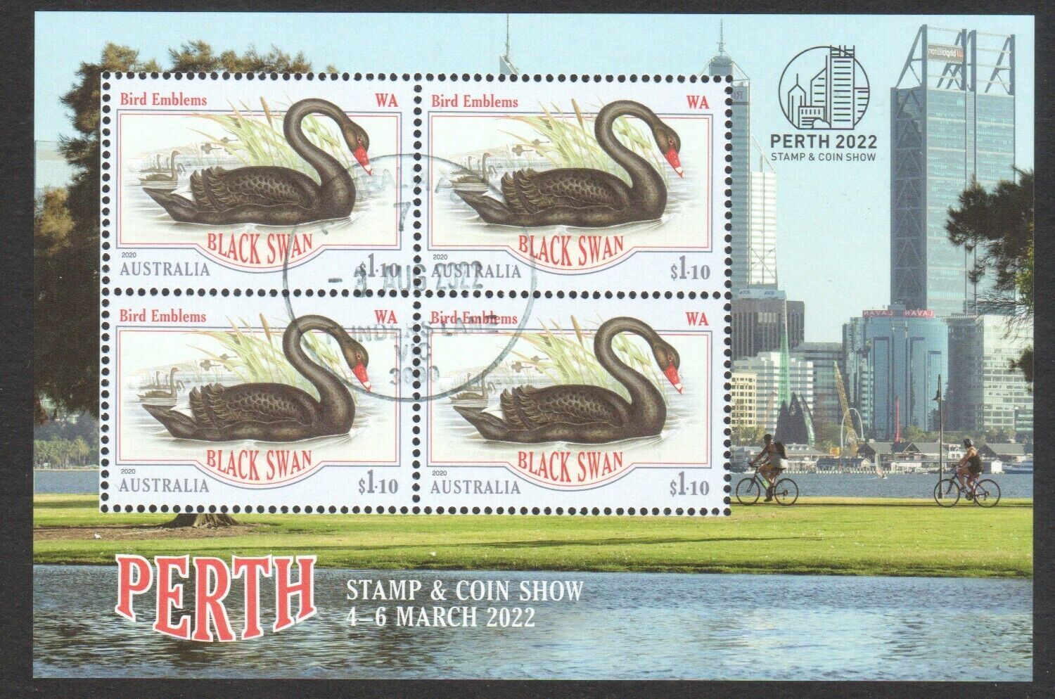 Australia 2022 Perth Stamp & Coin Show Souvenir Sheet Of 4 Stamps In Fine Used