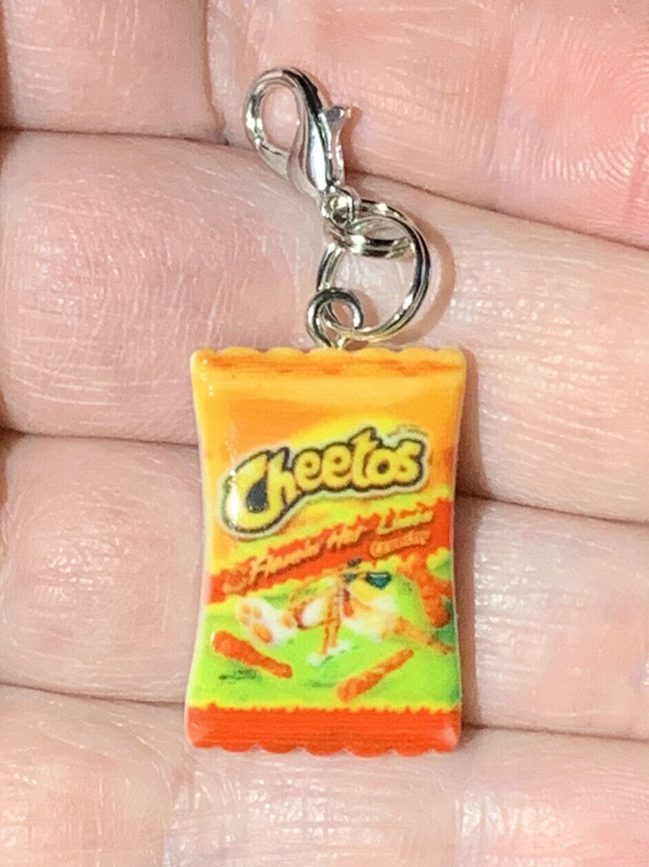 Cheetos Flamin Hot Chips Bag Zipper Pull & Keychain Add On Clip!!
