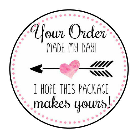 30 1.5" Thank You Heart Made My Day Favor Labels Round Stickers Envelope Seals