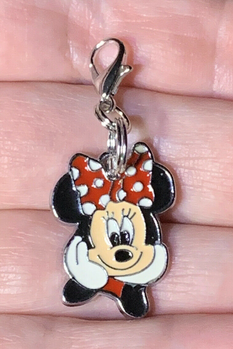 Silver Minnie Mouse Charm Zipper Pull & Keychain Add On Clip!!