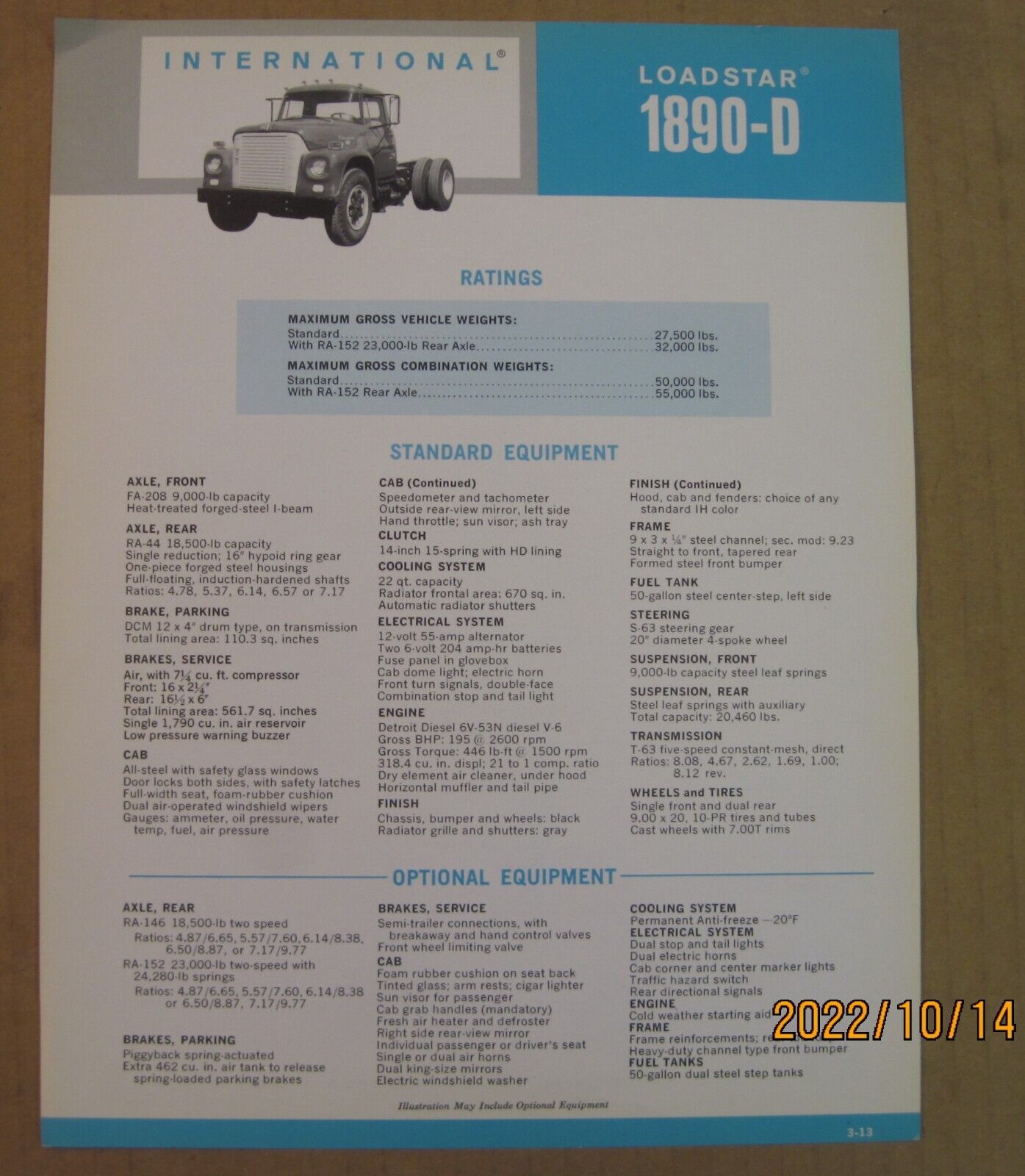 International Loadstar 1890-d Truck Specification Brochure