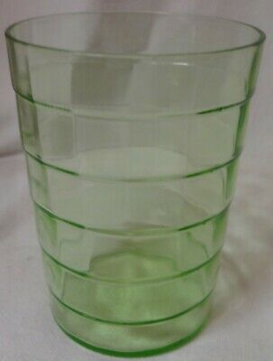 Block Optic Green Water Tumbler Flat 3 13/1" 9.5 Oz Set Of 3 Hocking Glass