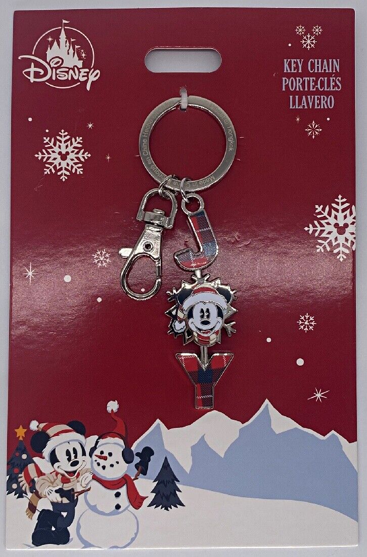 Disney Parks Mickey Mouse Joy Holiday Christmas Keychain 2021 - New