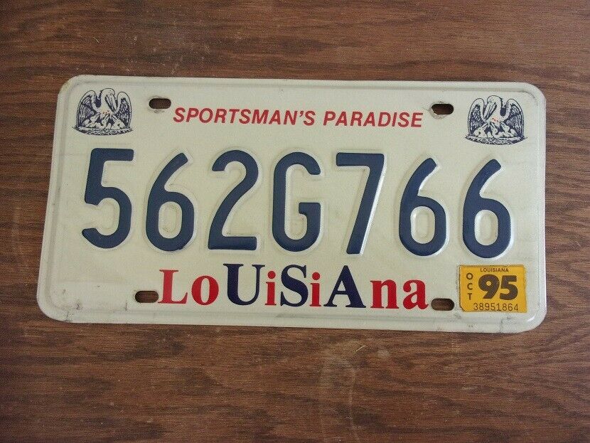 1995 Louisiana Shreveport License Plate 562g766