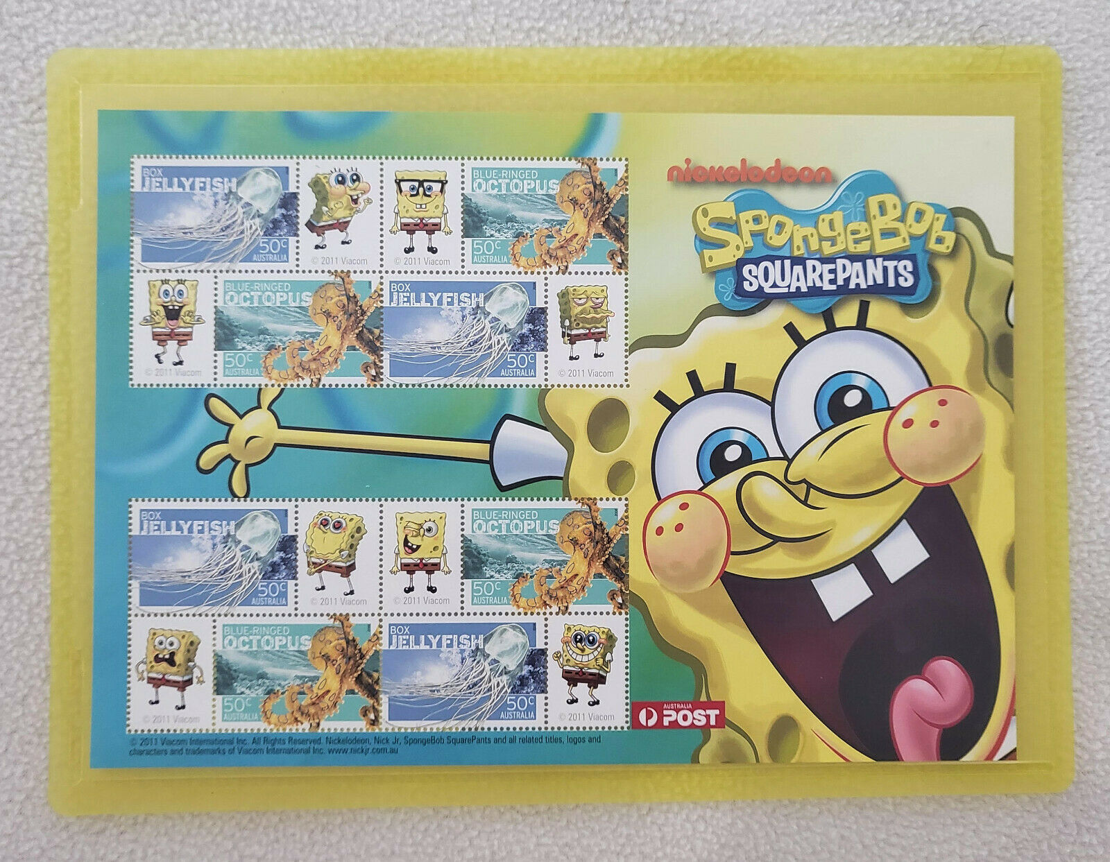 Australia Souvenir Sheet Many Faces Of Sponge Bob Squarepants Sheetlet Mnh.