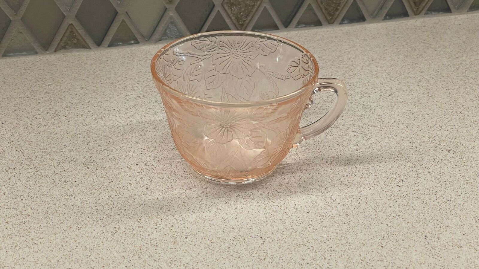 Depression Glass Pink Tea Coffee Cup Macbeth Dogwood Apple Blossom Pattern