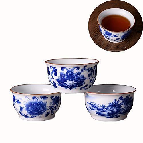 Woonsoon Chinese Handmade Kungfu Tea Cup 60 Ml,bone China Blue And Whit