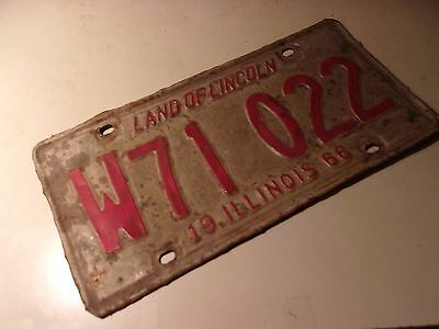 Vintage 1966 Illinois License Plate -land Of Lincoln -  Wall Hanger Decoration