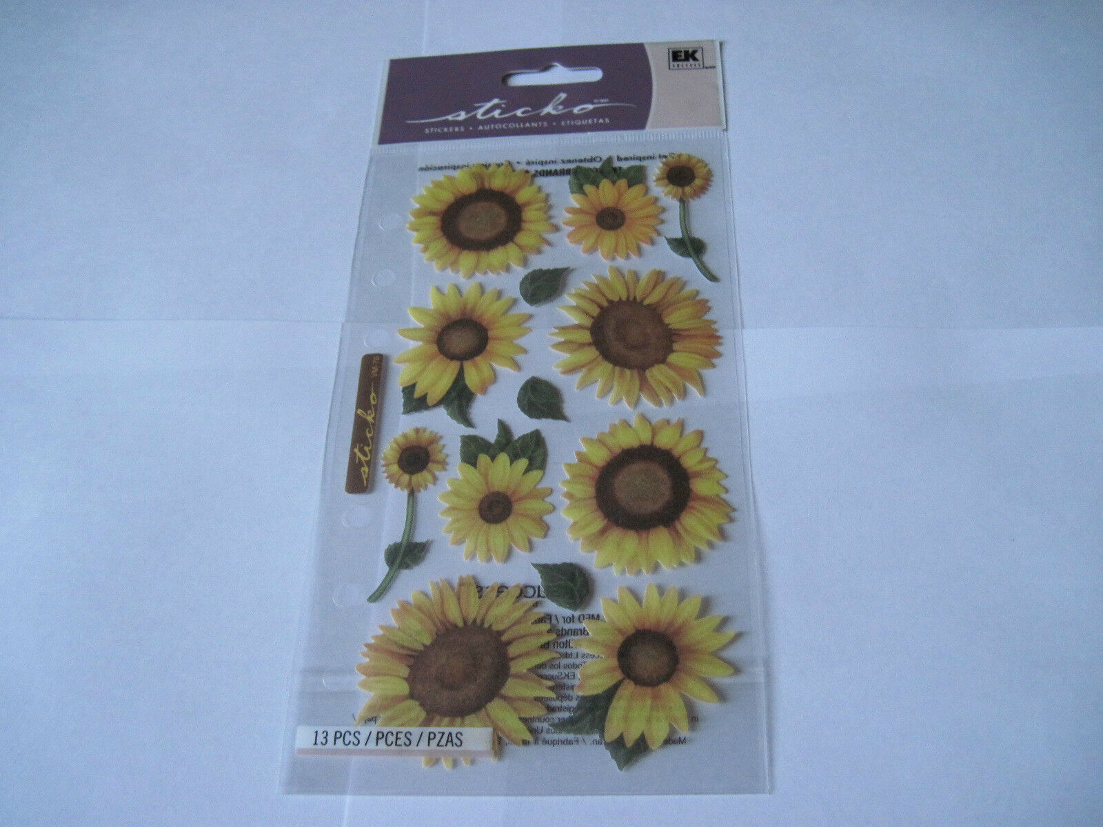 Scrapbooking Stickers Sticko Vellum Sunflowers Large Small Leaves Flowers Yellow