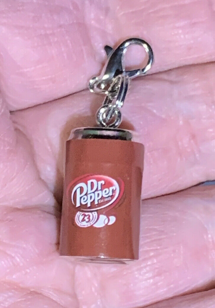 Dr Pepper Soda Can Pop Charm Zipper Pull & Keychain Add On Clip!!