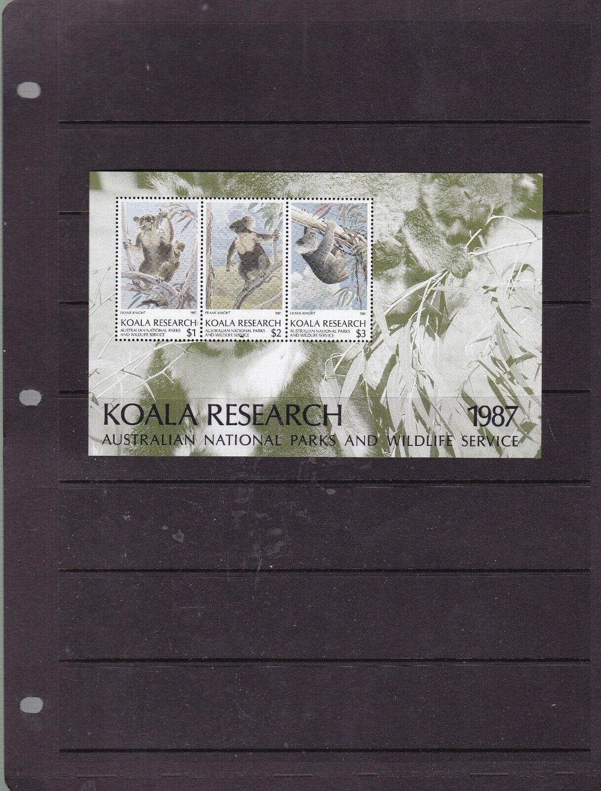 Australia 1987 Koala Research Souvenir Sheet, Mint No Gum