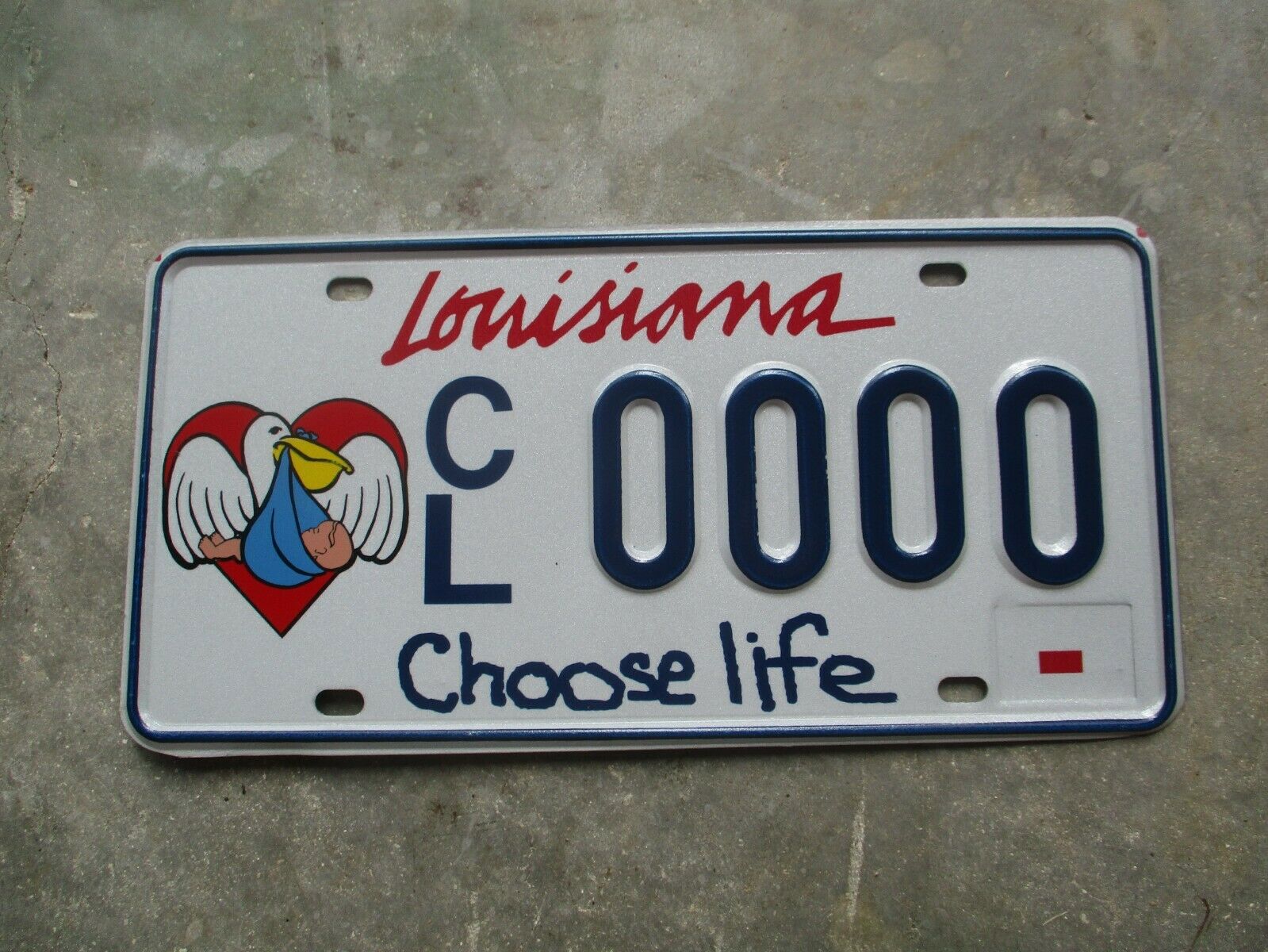 Louisiana Choose Life  Sample  License Plate #    0000