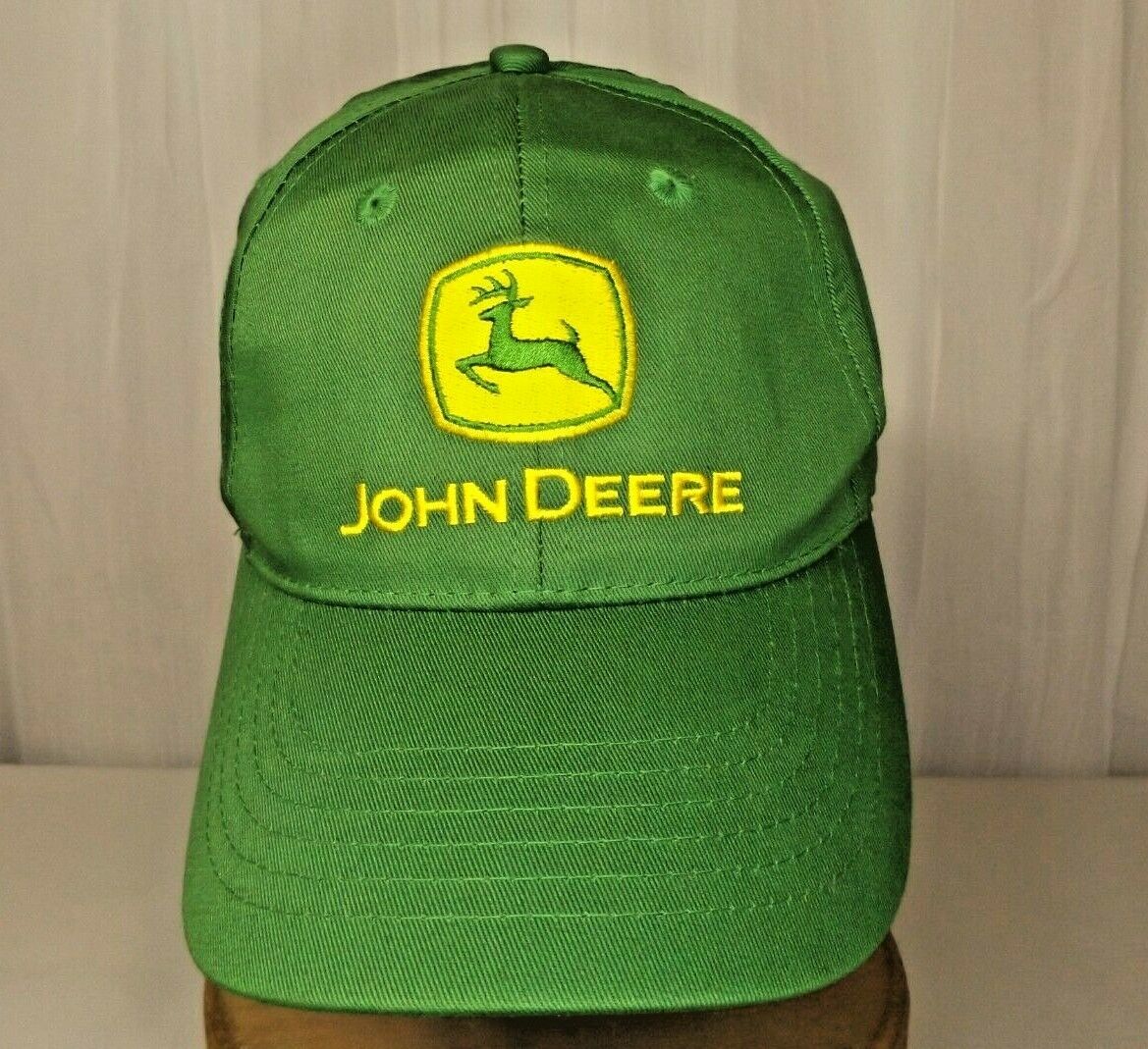 John Deere Green And Yellow Baseball Hat Cap Classic Logo Euc Adjustable Strap