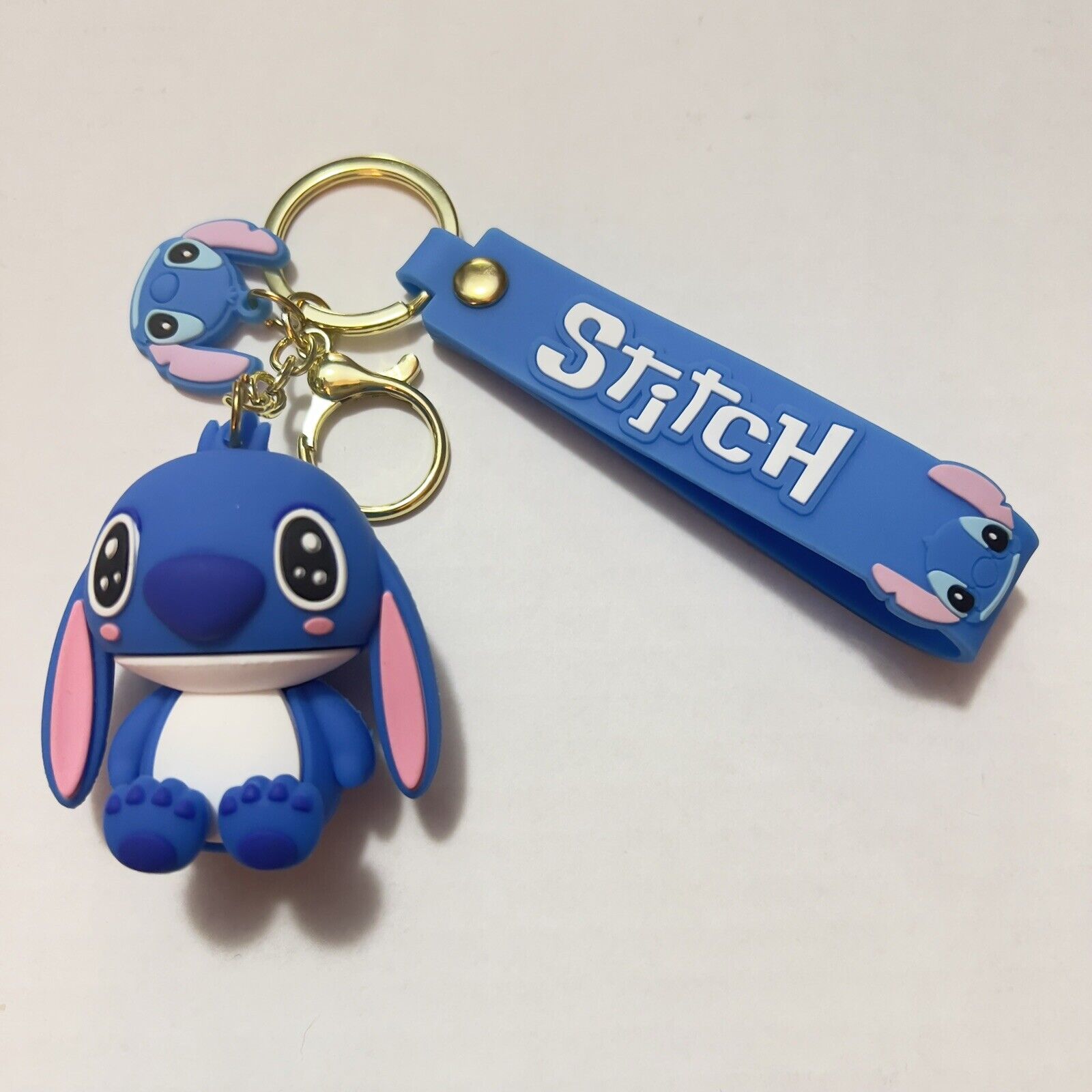 Disney Parks Wishables Stitch Figurine Keychain Key Ring Clip - New