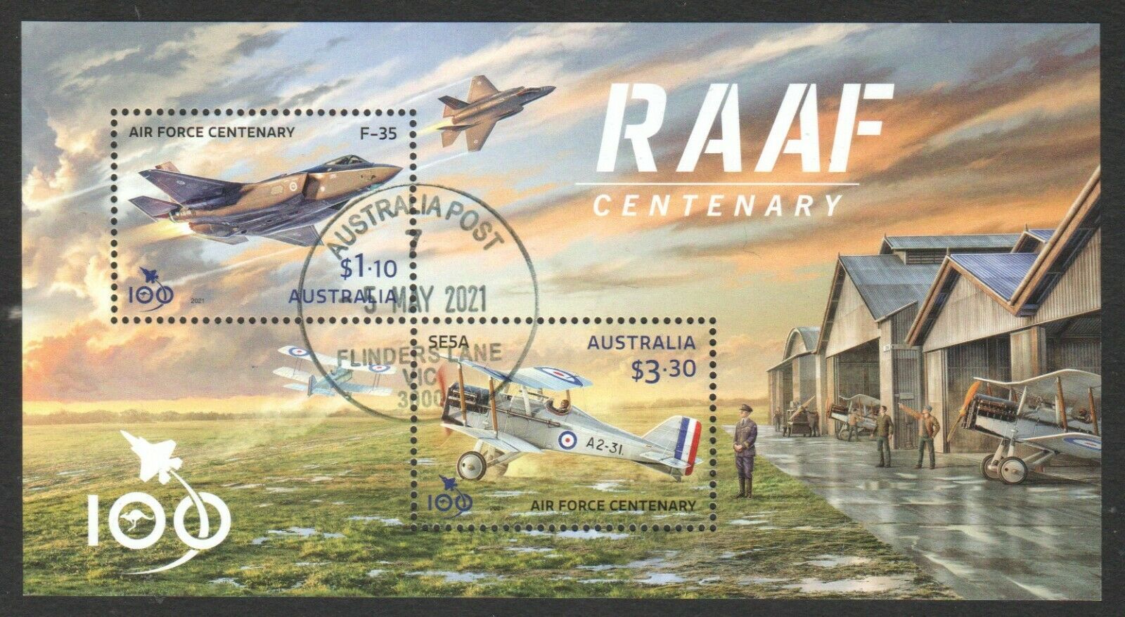 Australia 2021 Royal Australian Air Force Centenary Souvenir Sheet 2 Stamps Used