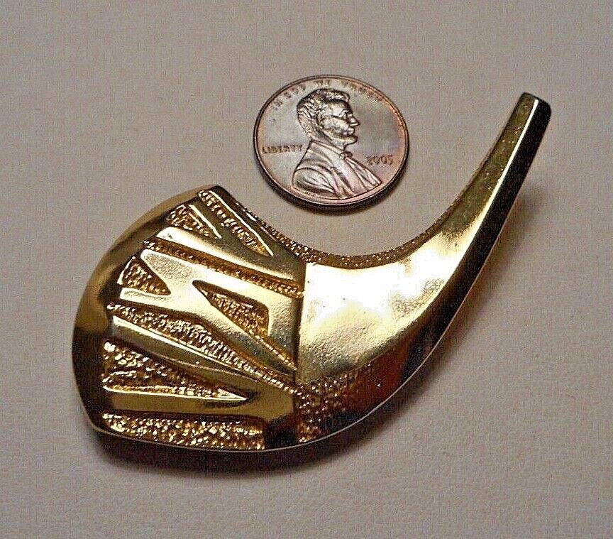 Vintage Judaic Hebrew Gold-plated Shofar Brooch Pendant By M. Katz 92-93 Israel