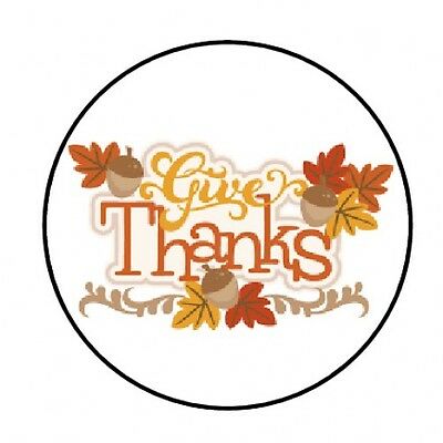 48 Give Thanks Thanksgiving Fall Envelope Seals Labels Stickers 1.2" Round