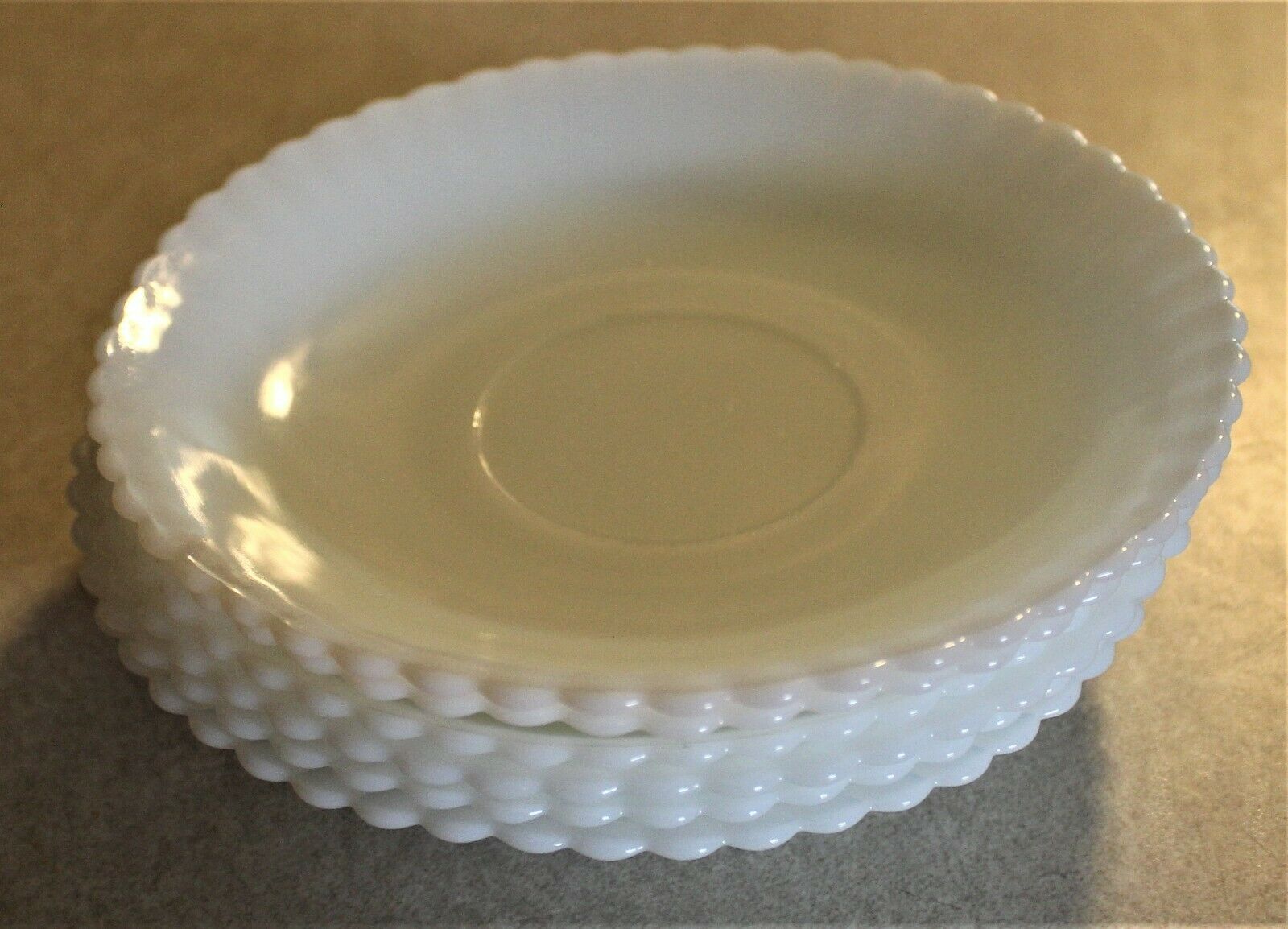 Mac Beth Evans Monax (white) Petalware Saucers 5-3/4" Set Of 6  - Vguc 1930-1950