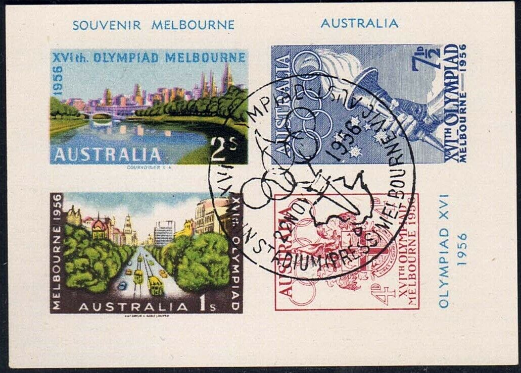 1956 Australia Private Souvenir Sheet "olympic Games", 50.000 Sheets Issued!