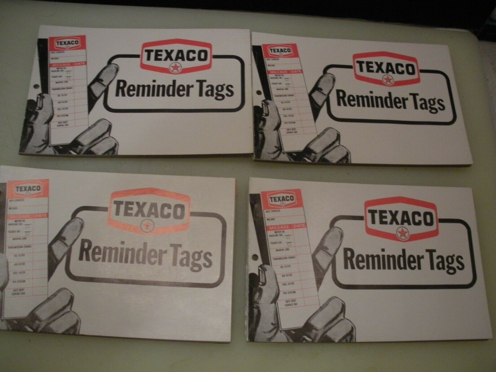 4 Vintage Texaco Books Of Reminders Door Jam Tags For Auto Service Maintenance