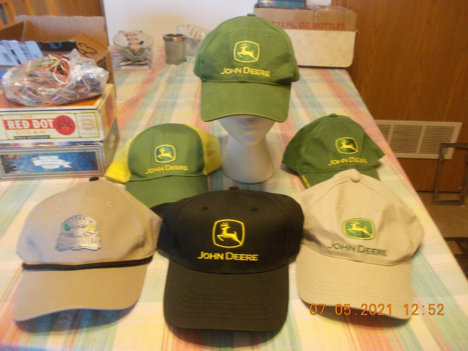 Vintage Lot Of 6 Advertising John Deere Tractor Implement Hats !!