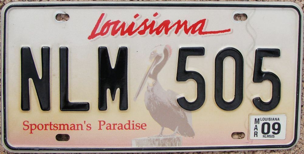 Louisiana License Plate - Pelican - Random Letters - La