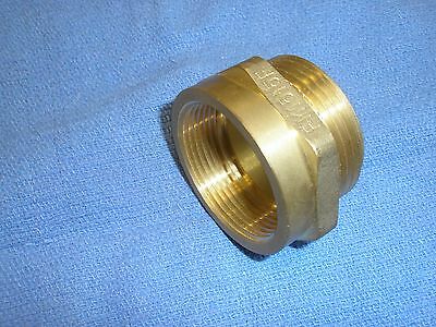 Fire Hose Hydrant Hex Brass Adapter  1-1/2" Female Npt  1-1/2" Male Nst #fm1515f