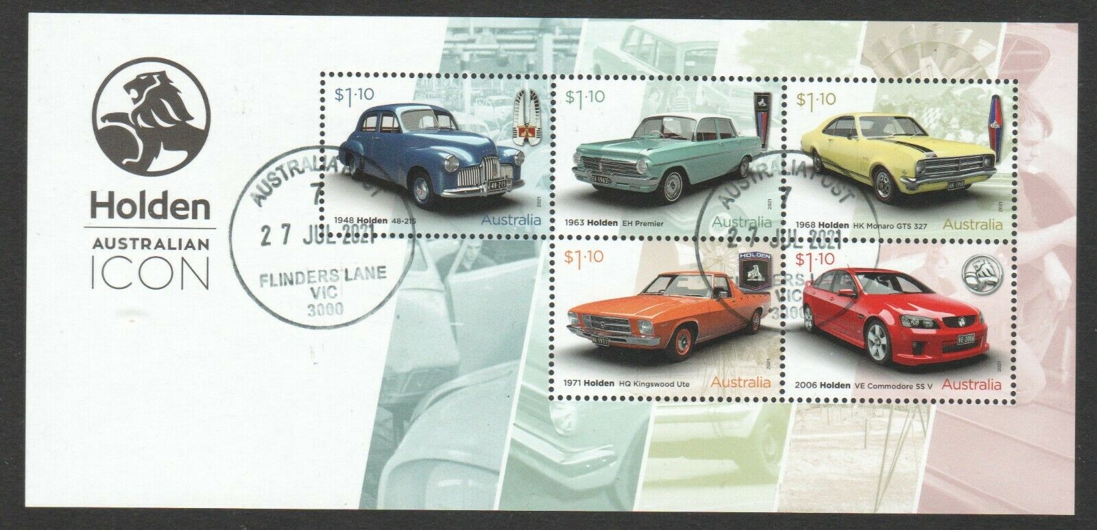 Australia 2021 Holden Australia Icon Cars Souvenir Sheet Of 5 Stamps Fine Used