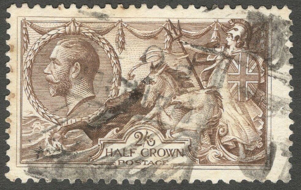 Aop Gb Great Britain 1918-19 Seahorse 2/6 Chocolate Brown Used Sg 414 £75