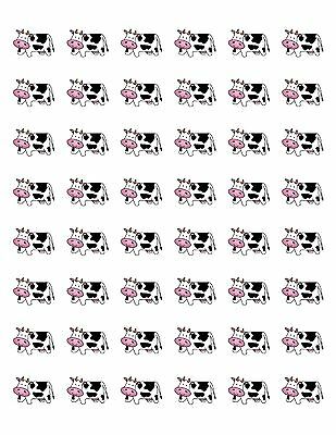 48 Cute Farm Cow Envelope Seals Labels Stickers 1.2" Round