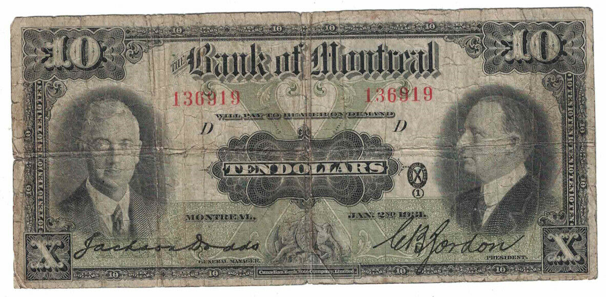 Bank Of Montreal - 2.1.1931 Ten Dollars Banknote (p-s554)